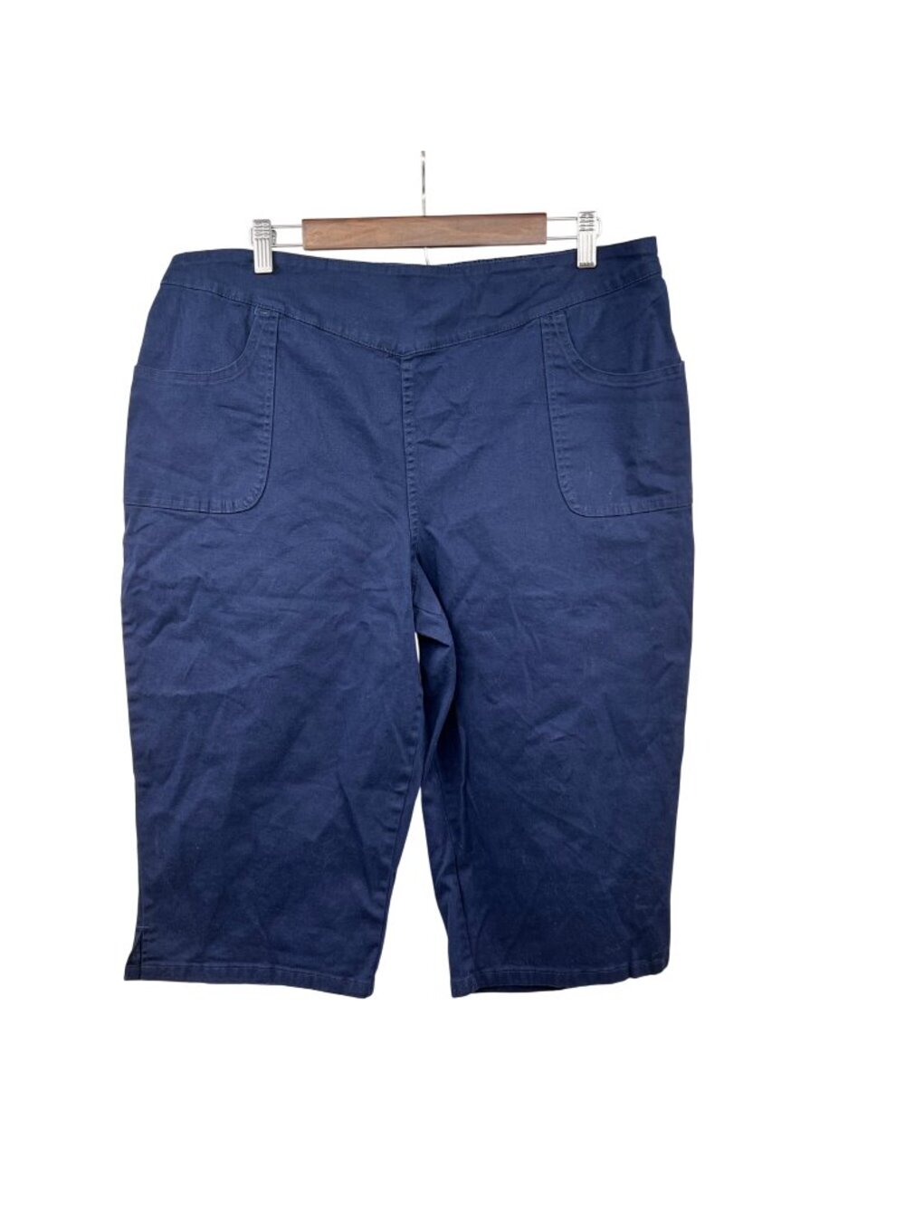 Denim & Co. Womens Capri Pants Straight Leg Navy Size XL Pull On